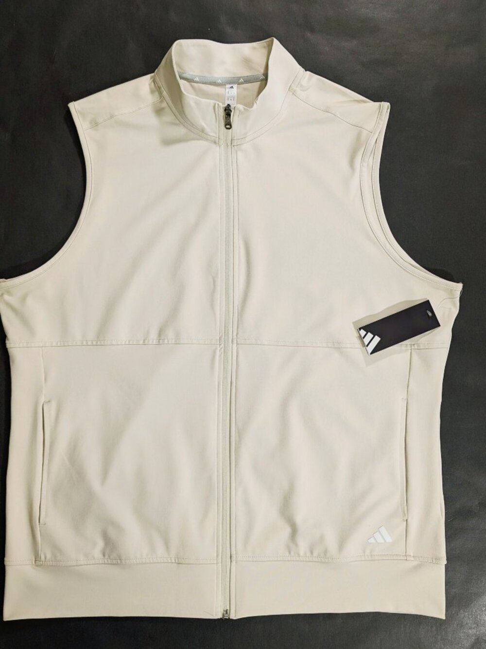 $60 Adidas Full-Zip Peached Alumina Men's Golf Vest Size XL Off White Sleeveless